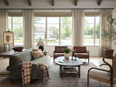 SHOP THE LOOK: Kent Sofa in Olive, Warren Chair, Amira Chair, Charnes Coffee Table, Figure 3 by Brittney Shculz
