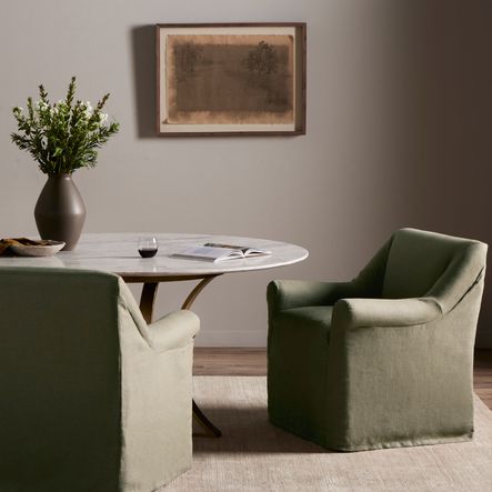 SHOP THE LOOK: Bridges Slipcover Dining Armchair | SHOP THE COLLECTION
