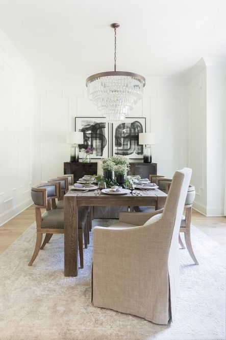 SHOP THE LOOK | Carter Dining Chair, Berkeley Pots, Black Stroke Abstract I, Luke Table Lamp, French Mason Jar