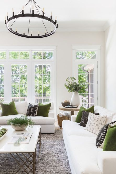 SHOP THE LOOK | Round Occasional Table, Safflower Green Velvet Pillow, Malibu Wood Balls