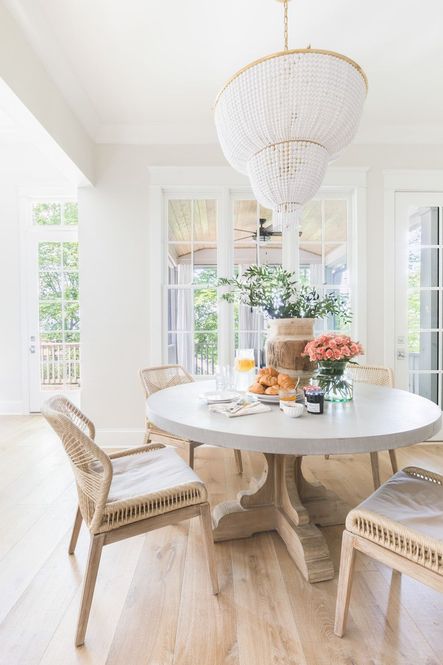 SHOP THE LOOK | Loom Dining Chairs, Bastille Dining Table Base, Bastille Dining Table Top,  Laguna Wooden Vase, Artisanal Vase