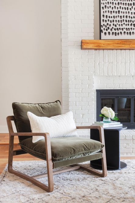 The natural light brings out the beautiful olive color of the Ace Chair