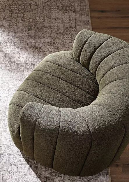 SHOP THE LOOK: Elliana Upholstered Olive Fiqa Boucle Swivel Accent Chair