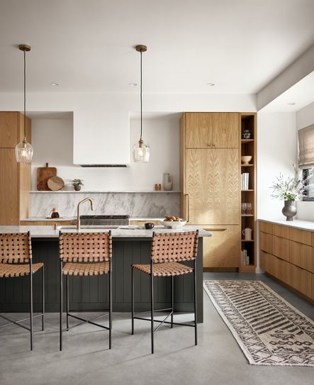 Image via Four Hands | SHOP THE LOOK: Garza Counter Stool, Emmaline Woven Rug