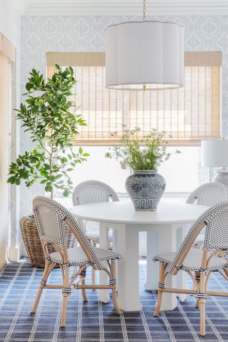 SHOP THE LOOK: Paris Dining Chair, Shanghai Loft Dining Table, Blue &amp; White Ginger Jar, Sweeny Five Light Chandelier