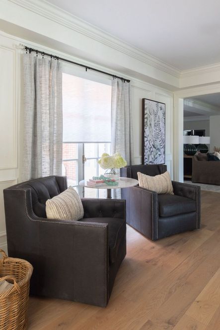 SHOP THE LOOK: Candace Black Leather Chair, Alida Side Table, Natural Pillow, Vintage Sea Glass Beads