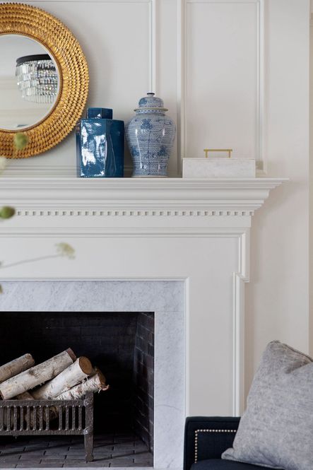 SHOP THE LOOK: Petal Mirror, Blue &amp; White Chain Temple Jar, Marble Box &amp; Lid