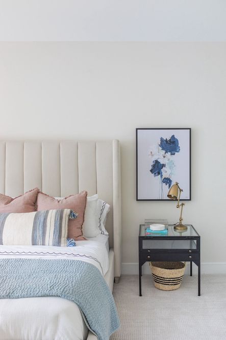 SHOP THE LOOK: Chandler Bed, Blue Bloom IX, Moana Lumbar Pillow
