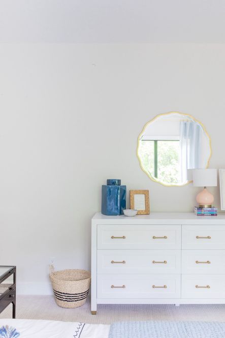 SHOP THE LOOK: Candice Mirror Small, Stella 6 Drawer Double Dresser, Hampton White Marble Coasters