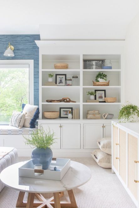 SHOP THE LOOK: Holland Media Sideboard, Creston Coffee Table,  Neema Pouf