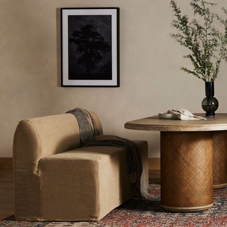 Image via Four Hands | SHOP THE LOOK: Ainsworth Slipcover Dining Bench