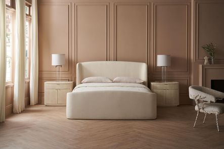 SHOP THE LOOK: Soft Embrace Hardwood &amp; Performance Fabric Queen Bed