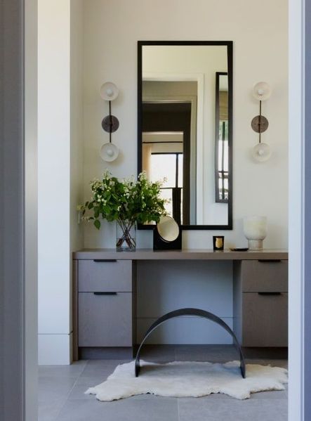 Funky Furniture | This curved vanity seat brings an unconventional flair to the master bathroom.