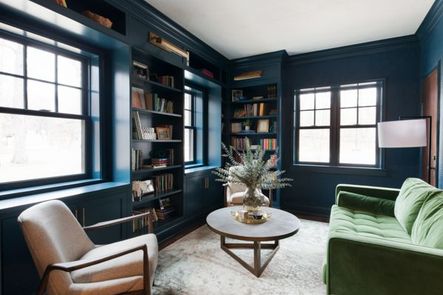 Home Reveal | Modern Tudor Library and Basement