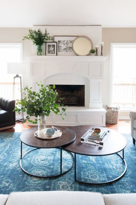 SHOP THE LOOK Catalina Nesting Coffee Table (Discontinued), Artisanal Vase, Rush Barrel Basket, Holland Round Mirror