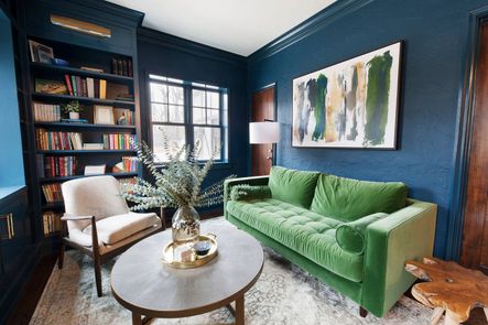 Home Reveal | Modern Tudor Library and Basement