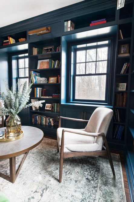 Home Reveal | Modern Tudor Library and Basement