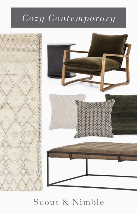 Shop the Look: Ace Chair, Catalina Ivory Pillow, Juniper Kilim Pillow Set, Zuri Beige Rug, Oxford Coffee Table