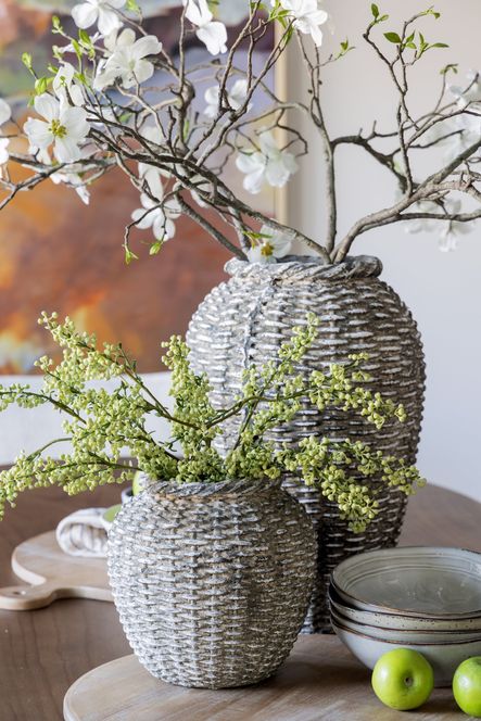 SHOP THE LOOK: White Dogwood Branch, Cora Tall Vase, Green Blossom Stem