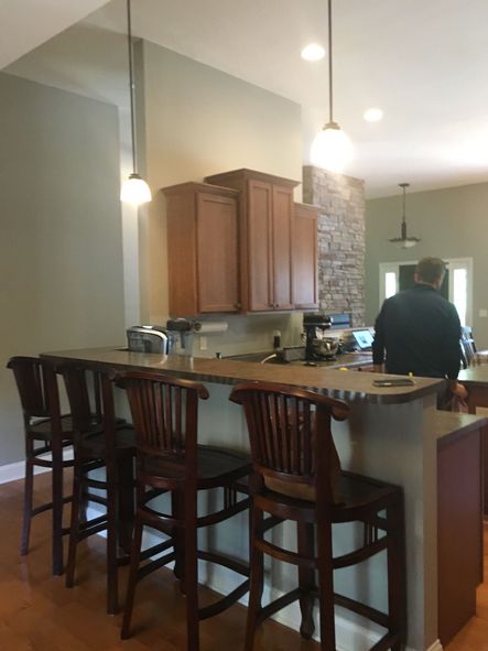 Before: The kitchen counter doubled as seating for movie night.
